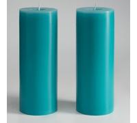 Memoward Lot de 2 grandes bougies piliers turquoises, longue durée de combustion : environ 100 heures, combustion propre, non parfumées, pour la maison, les fêtes et la décoration de restauration, 7,5