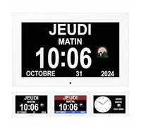 Memwake 10.1" Horloge Senior,réveils électroniques,Calendrier electronique | Grand écran, grande police, horloge de démence, 12 ensembles de réglages d'alarme et de rappels de prise de médicaments