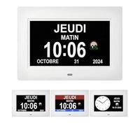 Memwake Horloge numérique,Horloge Senior,Calendrier electronique Senior | Télécommande sans fil, 6 interfaces d'affichage, 12 réglages d'alarme, luminosité et volume réglables, 18 réglages de langue