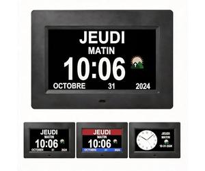 Memwake Horloge numérique,Horloge Senior,Calendrier electronique Senior | Télécommande sans fil, rappel de prise de médicaments, icône de période, grande police, affichage de l'heure et de la date