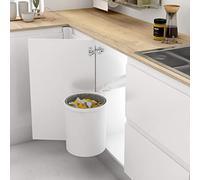 Menage and Confort 00048 Poubelle ronde et pivotante, pour armoire de cuisine, 13 l, blanc, 35,5 x 27,7 x 27,7 cm