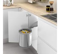 Menage Confort Poubelle ronde pivotante avec ouverture automatique pour armoire de cuisine - Capacité 13L - Acier inoxydable