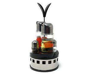 Menage Essig et huile Distributeur de vinaigre Verre Sel Poivre Set Acier inoxydable 209 Argent Verre Distributeur d'huile