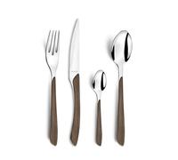 Amefa – Ménagère 16 couverts – Eclat Nature – Acier inoxydable 18/0, fini brillant – Bois foncé