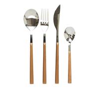 Ménagère 16 Pièces Effet Bois 25cm Marron