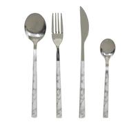 HOME DECO FACTORY Home Deco Factory KA5990 Ménagère 16 couverts Couteaux Fourchettes Cuillères à soupe et Cuillères à café Métal acier inoxydable Effet marbre Gris et blanc H24,5 x 5 x 16,5 cm