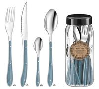 Ménagère 24 couverts de table pour 6 personnes - Bistro 1-2-3 - Acier inoxydable 18/0,Finition Standard - Bleu denim
