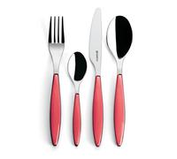 Ménagère 24 pièces Feeling des Guzzini Inox/Plastique Passe au lave-vaisselle, Acier inoxydable, rot