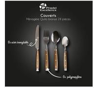 Ménagère 24 pièces - PRADEL EXCELLENCE - Manche bronze style bistrot - Acier inoxydable 18/0 - Couleur bronze