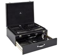Ménagère - COOK CONCEPT - 84 Pièces - Noir - Coffret en Bois avec Tiroir