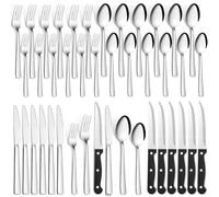 Ménagère de 6 personnes, 36 pièces inox, couteau steak et haute qualité, fourchette, cuillère, poli miroir, passe lave-vaisselle