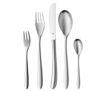 Ménagère en acier inoxydable WMF Silk pour 6 personnes, ménagère 30 pièces, couteau monobloc, acier inoxydable Cromargan mat, passe au lave-vaisselle