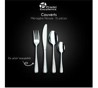 Ménagère - PRADEL EXCELLENCE - NICOSIE - 16 pièces - Inox 13/18 - Manche tout inox