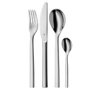 Ménagère WMF Nuova pour 1 personne, 4 pièces, couteau monobloc, acier inoxydable Cromargan poli, passe au lave-vaisselle