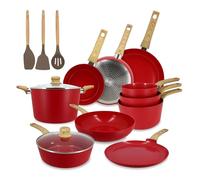 MENASTYL - Batterie de cuisine 13 pièces avec revêtement antiadhésif céramique (Sans PFAS/Sans PTFE) tous feux dont induction - En Aluminium - Gamme Colorama - Magenta - 6014026