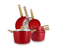 MENASTYL - Batterie de cuisine 7 pièces avec revêtement antiadhésif céramique (Sans PFAS/Sans PTFE) tous feux dont induction - 3 poêles, 3 casseroles, 1 faitout - Gamme Colorama - Magenta - 6014171