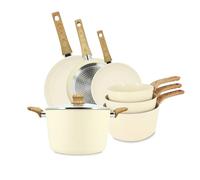 Set de 7 piÈces colorama crÈme - poÊles/casseroles/faitout - en aluminium - revÊtement antiadhÉsif en cÉramique
