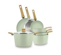 MENASTYL - Batterie de cuisine 7 pièces avec revêtement antiadhésif céramique (Sans PFAS/Sans PTFE) tous feux dont induction - 3 poêles, 3 casseroles, 1 faitout - Gamme Colorama - Céladon - 6014167
