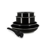 Set de casseroles - induction - MENASTYL - 6020437 - Aluminium antiadhésif - 5 pièces - Poignée amovible - Noir
