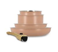 MENASTYL - Batterie de cuisine amovible en inox 18/10 induction 5 pièces Easynox - Acier inoxydable sans accroche - Sans PFAS, sans PTFE - Tous feux dont induction et lave-vaisselle - Corail - 6021016