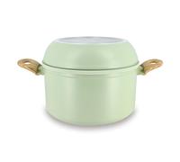 MENASTYL - Batterie de Cuisine Empilable - Gamme The Super Ball - 98% d'Aluminium Recy ompact - Revêtement Céramique Antiadhésif - Tous Feux dont Induction - Couleur Céladon - 8 Pièces