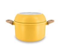 MENASTYL - Batterie de Cuisine Empilable - Gamme The Super Ball - 98% d'Aluminium Recy ompact - Revêtement Céramique Antiadhésif - Tous Feux dont Induction - Couleur Safran - 8 Pièces