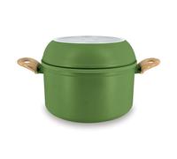 MENASTYL - Batterie de Cuisine Empilable - Gamme The Super Ball - 98% d'Aluminium Recy ompact - Revêtement Céramique Antiadhésif - Tous Feux dont Induction - Couleur Olive - 8 Pièces