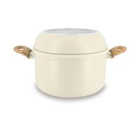 MENASTYL - Batterie de Cuisine Empilable - Gamme The Super Ball - 98% d'Aluminium Recy ompact - Revêtement Céramique Antiadhésif - Tous Feux dont Induction - Couleur Crème - 8 Pièces