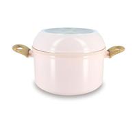 MENASTYL - Batterie de Cuisine Empilable - Gamme The Super Ball - 98% d'Aluminium Recy ompact - Revêtement Céramique Antiadhésif - Tous Feux dont Induction - Couleur Rose - 8 Pièces