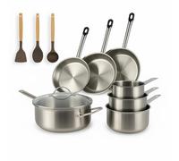 MENASTYL - Batterie de cuisine inox 10 pièces tous feux dont induction - Casseroles, poêles, sauteuse et ustensiles - Gamme Professionnel - Sans PFAS - 6014031