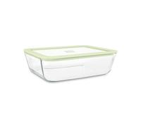 MENASTYL - Boîte hermétique alimentaire étanche PressBox en verre rectangle - 1550 mL - Couvercle en verre trempé et joint en silicone - Coloris Céladon - micro-ondes, four et lave-vaisselle