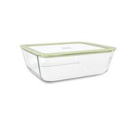 MENASTYL - Boîte hermétique alimentaire étanche PressBox en verre rectangle - 2650 mL - Couvercle en verre trempé et joint en silicone - Coloris Céladon - micro-ondes, four et lave-vaisselle