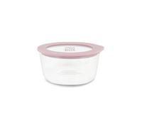 MENASTYL - Boîte hermétique alimentaire étanche PressBox en verre ronde - 470 mL - Couvercle en verre trempé et joint en silicone - Coloris Lavande - micro-ondes, four et lave-vaisselle