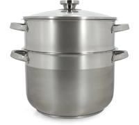 Menastyl Couscoussier 4615450 Acier inoxydable 10 litres Couvercle verre Induction Gris