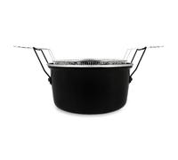 MENASTYL - Friteuse du Nord 28cm en acier émaillé noir et bord chrome - Fournie avec panier, pour des frites maison délicieuses - 3645575