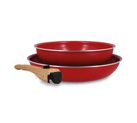 MENASTYL - Lot de 2 Poêles Amovibles Empilables 22 et 26 cm - Tous Feux Dont Induction - Revêtement Céramique Antiadhésif sans PFAS - Gamme Colorama - Couleur Magenta - 98% Aluminium Recyclé
