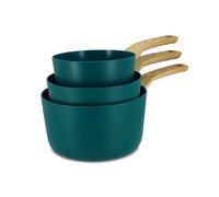 MENASTYL - Lot de 3 casseroles 16/18/20cm avec revêtement antiadhésif céramique (Sans PFAS/Sans PTFE) tous feux dont induction - En Aluminium - Gamme Colorama - Bleu Canard - 6014146