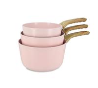 MENASTYL - Lot de 3 casseroles 16/18/20cm avec revêtement antiadhésif céramique (Sans PFAS/Sans PTFE) tous feux dont induction - En Aluminium - Gamme Colorama - Rose - 6014241