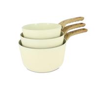 MENASTYL - Lot de 3 casseroles 16/18/20cm avec revêtement antiadhésif céramique (Sans PFAS/Sans PTFE) tous feux dont induction - En Aluminium - Gamme Colorama - Crème - 6014177