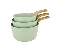 MENASTYL - Lot de 3 casseroles 16/18/20cm avec revêtement antiadhésif céramique (Sans PFAS/Sans PTFE) tous feux dont induction - En Aluminium - Gamme Colorama - Céladon - 6014165