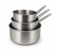 MENASTYL - Lot de 3 casseroles inox 16/18/20 cm tous feux dont induction - Gamme Professionnel - Fond sandwich aluminium - Sans PFAS/PTFE/PFOA - 6014033