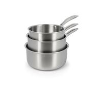 MENASTYL - Lot de 3 casseroles inox Triply 18/10 tous feux dont induction fabriquées en France - sans PFAS ni substances nocives - Compatibles lave-vaisselle - 16, 18, 20cm - Poignée rivetée - 6014202