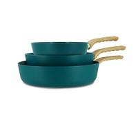 MENASTYL - Lot de 3 poêles 20/24/28cm avec revêtement antiadhésif céramique (Sans PFAS/Sans PTFE) tous feux dont induction - En Aluminium - Gamme Colorama - Bleu Canard - 6014145