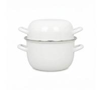 Menastyl Marmite à mouless 16 cm en Acier Émaillé Blanc lave-vaisselle