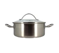 MENASTYL - Marmite inox 24 cm avec couvercle en verre tous feux dont induction - Gamme Professionnel - Fond sandwich aluminium - Sans PFAS - 7520038