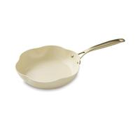 MENASTYL - Poêle 28cm Dahlia sans PFAS - Revêtement céramique antiadhésif crème - 98% d'aluminium recyclé - Tous feux dont induction et lave-vaisselle - Poignée rivetée en inox - 6020940