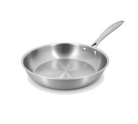 MENASTYL - Poêle inox 18/10 Triply 24cm tous feux dont induction fabriquée en France - sans PFAS ni substances nocives - Compatible lave-vaisselle - Poignée rivetée - 6020486