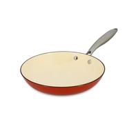 MENASTYL - Poêle montagne 24 CM en fonte - Cuisson homogène et saine, antiadhérente, tous feux dont induction, poignée inox rivetée, usage quotidien, four, durable - Brique et émaillé crème - 6021246