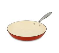 MENASTYL - Poêle montagne 28 CM en fonte - Cuisson homogène et saine, antiadhérente, tous feux dont induction, poignée inox rivetée, usage quotidien, four, durable - Brique et émaillé crème - 6021247