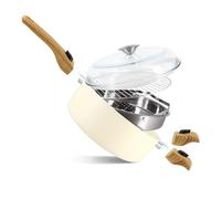 MENASTYL - Set culinaire multi-usages amovible Crème 28cm en aluminium - Ustensile tout-en-un compatible tous feux et lave-vaisselle - Revêtement en céramique - 6020897